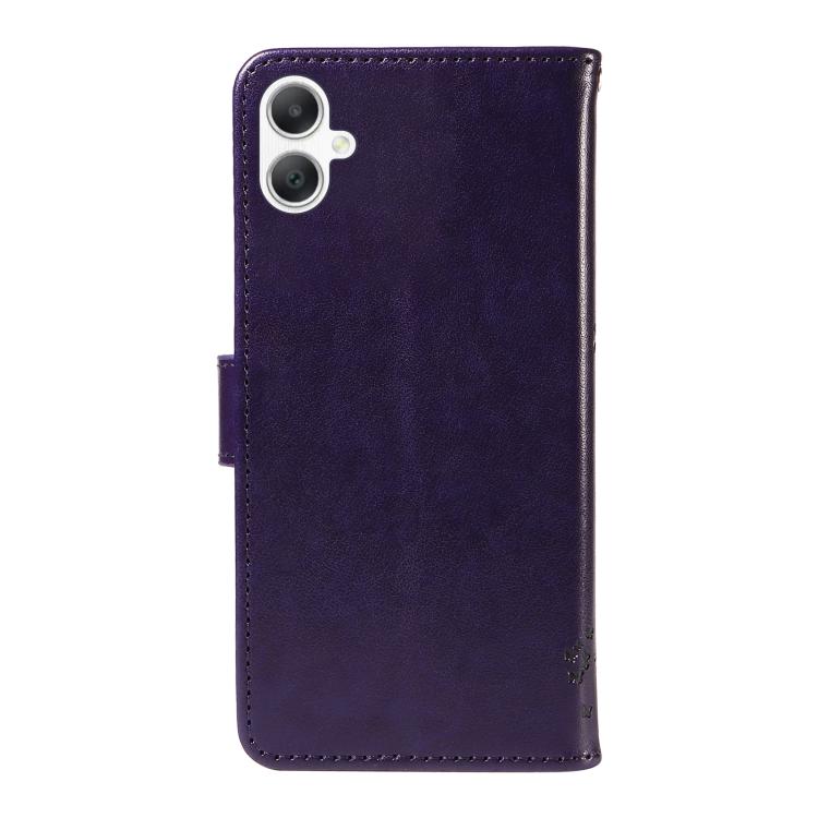 For Samsung Galaxy A06 5G / 4G Tree & Cat Embossed Pattern Flip Leather Phone Case