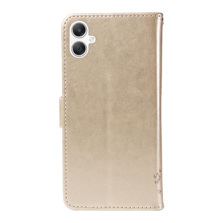 For Samsung Galaxy A06 5G / 4G Tree & Cat Embossed Pattern Flip Leather Phone Case