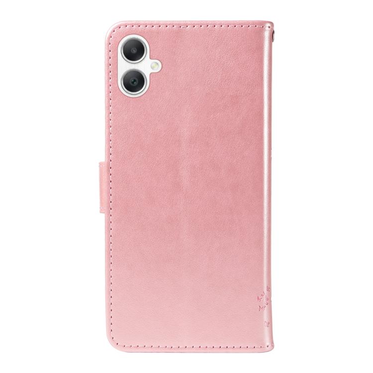 For Samsung Galaxy A06 5G / 4G Tree & Cat Embossed Pattern Flip Leather Phone Case