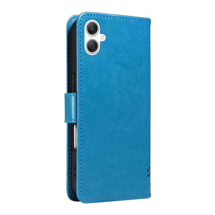For Samsung Galaxy A07 5G Tree & Cat Embossed Pattern Flip Leather Phone Case