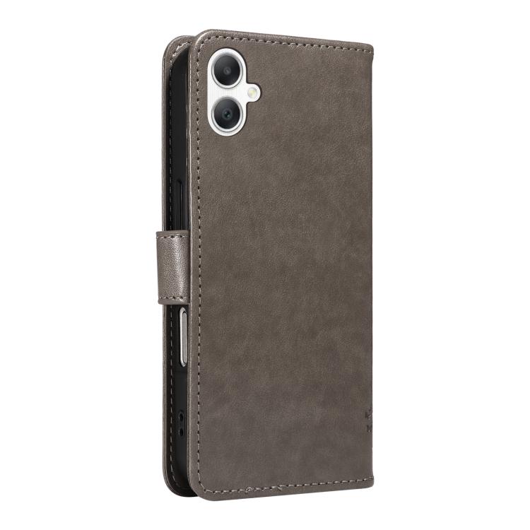 For Samsung Galaxy A07 5G Tree & Cat Embossed Pattern Flip Leather Phone Case