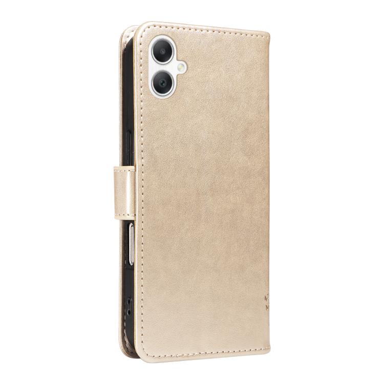 For Samsung Galaxy A07 5G Tree & Cat Embossed Pattern Flip Leather Phone Case