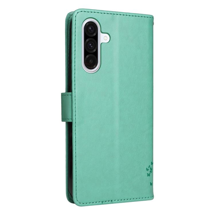 For Samsung Galaxy A56 5G Tree & Cat Embossed Pattern Flip Leather Phone Case