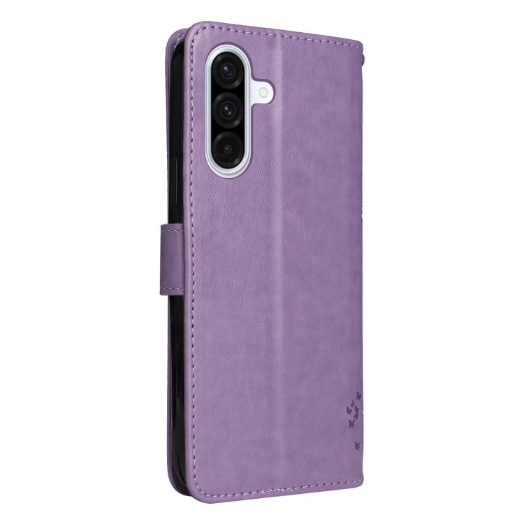 For Samsung Galaxy A56 5G Tree & Cat Embossed Pattern Flip Leather Phone Case