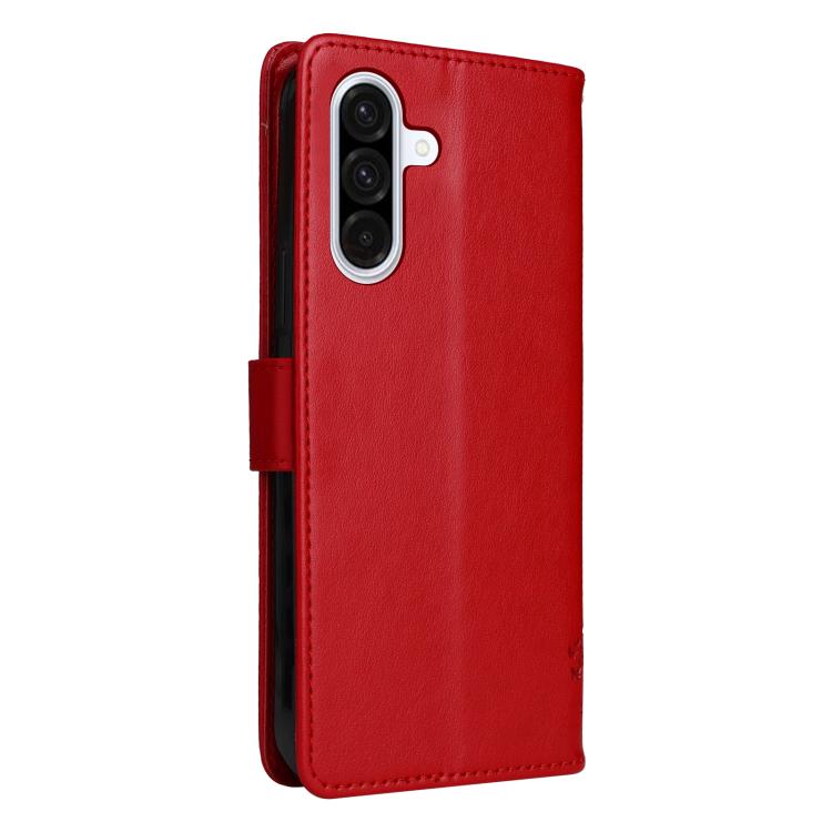 For Samsung Galaxy A56 5G Tree & Cat Embossed Pattern Flip Leather Phone Case