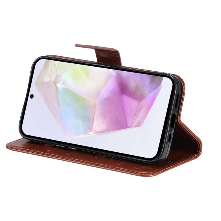 For Samsung Galaxy A56 5G Tree & Cat Embossed Pattern Flip Leather Phone Case