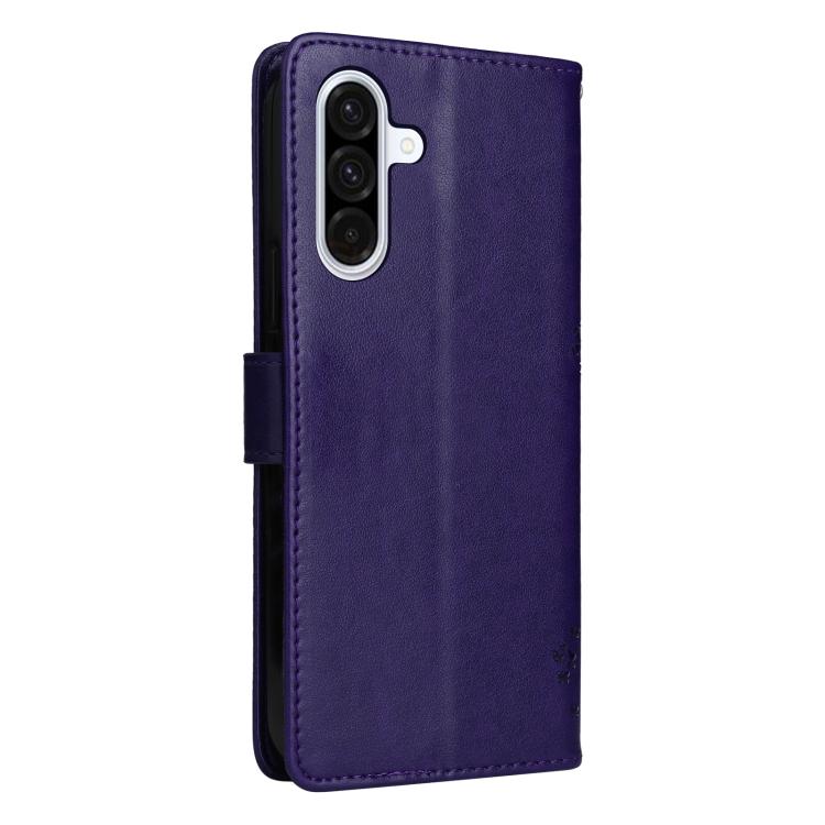 For Samsung Galaxy A56 5G Tree & Cat Embossed Pattern Flip Leather Phone Case