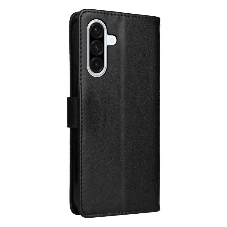 For Samsung Galaxy A56 5G Tree & Cat Embossed Pattern Flip Leather Phone Case