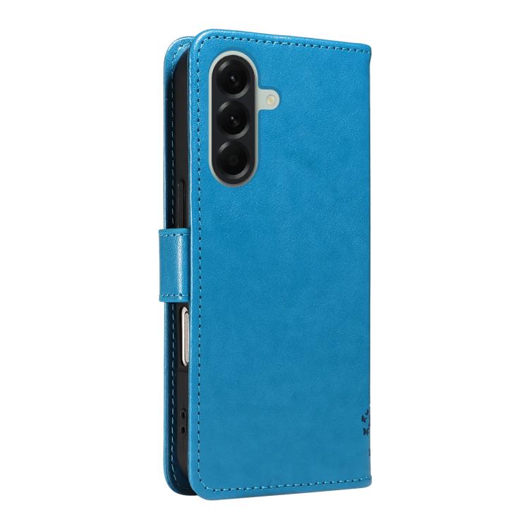 For Samsung Galaxy A57 5G Tree & Cat Embossed Pattern Flip Leather Phone Case