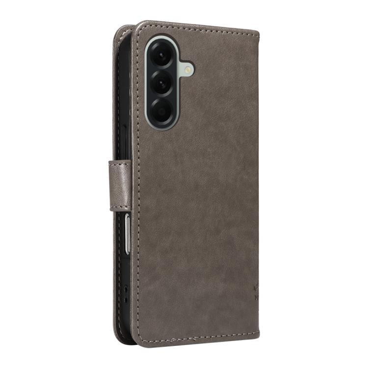 For Samsung Galaxy A57 5G Tree & Cat Embossed Pattern Flip Leather Phone Case