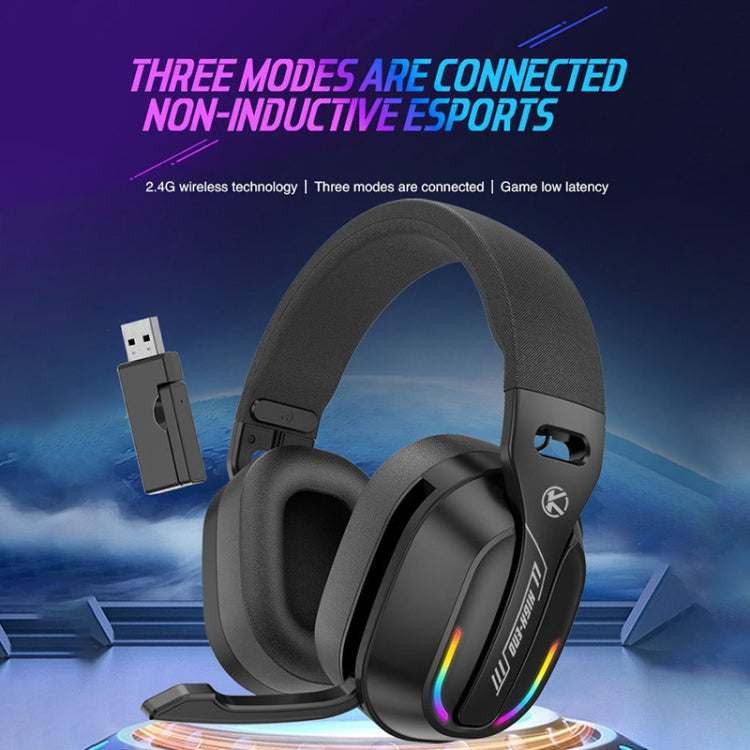 Bluetooth 5.4 Head-mounted RGB Wireless Bluetooth Gaming Headset With Transmitter - Black