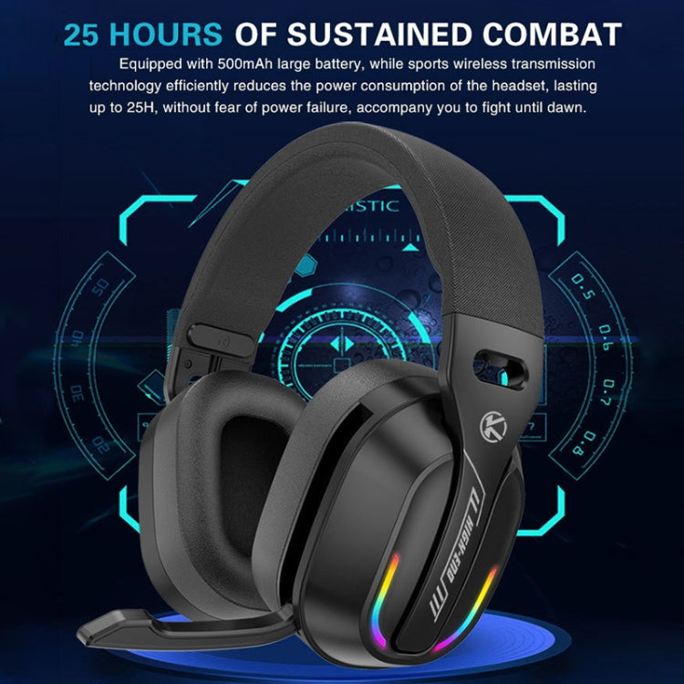 Bluetooth 5.4 Head-mounted RGB Wireless Bluetooth Gaming Headset With Transmitter - Black