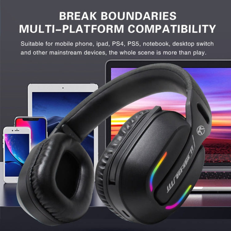 Bluetooth 5.4 Head-mounted RGB Wireless Bluetooth Gaming Headset With Transmitter - Black