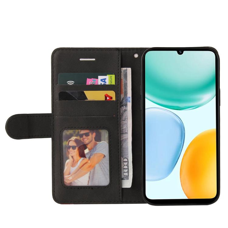 For Honor X5c Plus Dual-color Splicing Flip Leather Phone Case