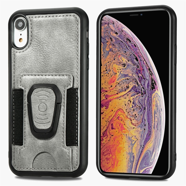 For iPhone X / XS Magnetic Shockproof PU + TPU Case with Card Slot & Ring Holder