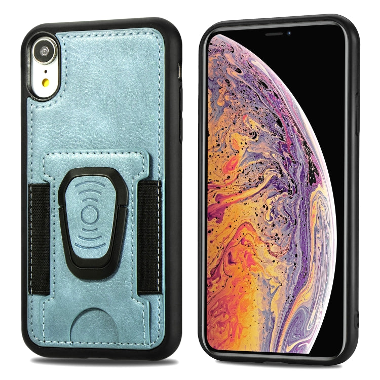 For iPhone X / XS Magnetic Shockproof PU + TPU Case with Card Slot & Ring Holder