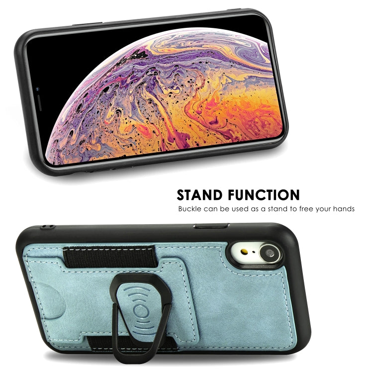 For iPhone X / XS Magnetic Shockproof PU + TPU Case with Card Slot & Ring Holder