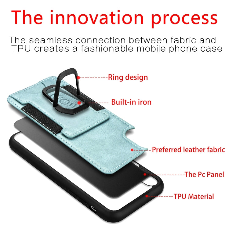 For iPhone X / XS Magnetic Shockproof PU + TPU Case with Card Slot & Ring Holder