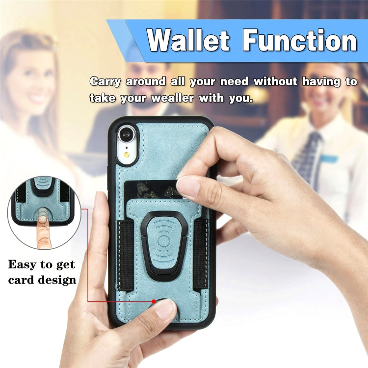 For iPhone X / XS Magnetic Shockproof PU + TPU Case with Card Slot & Ring Holder