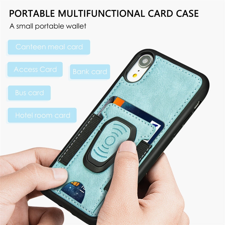 For iPhone X / XS Magnetic Shockproof PU + TPU Case with Card Slot & Ring Holder