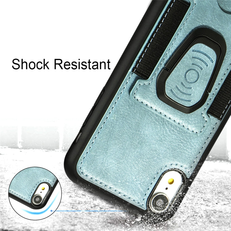 For iPhone X / XS Magnetic Shockproof PU + TPU Case with Card Slot & Ring Holder