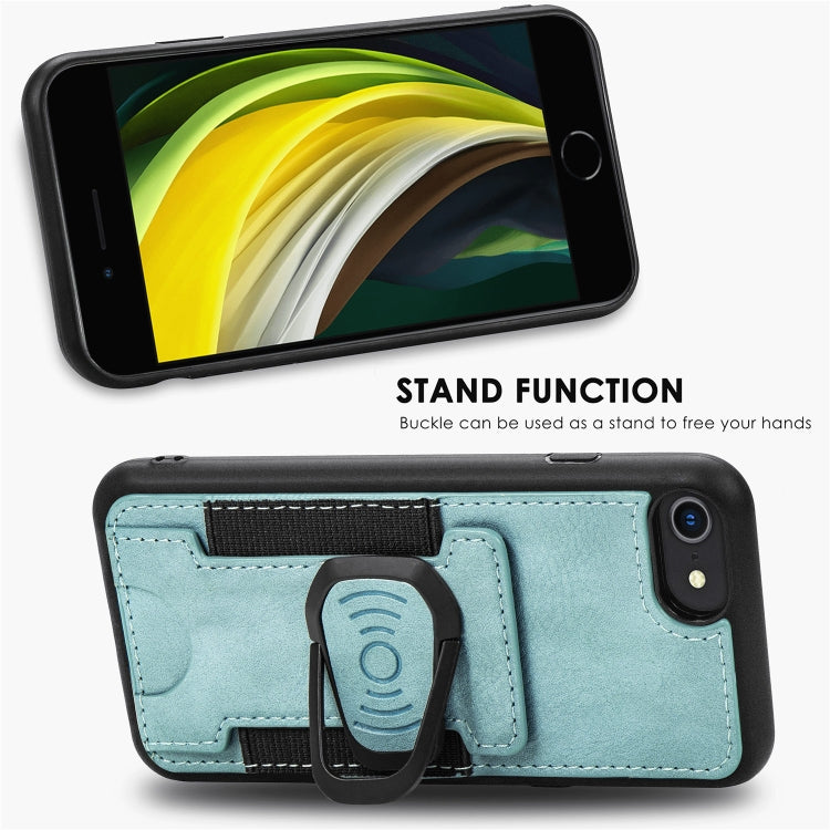 For iPhone 8 Plus / 7 Plus Magnetic Shockproof PU + TPU Case with Card Slot & Ring Holder