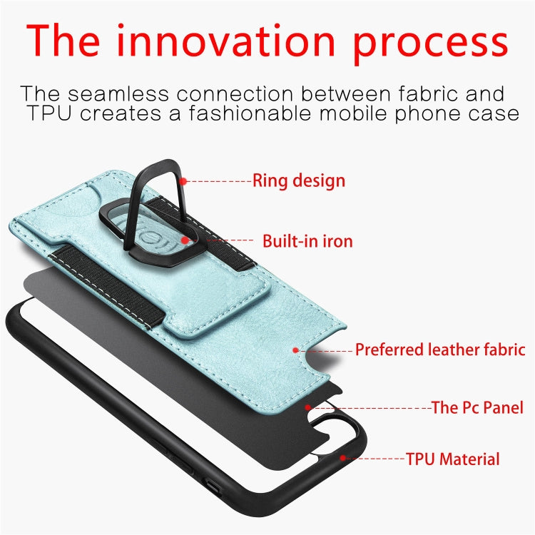 For iPhone 8 Plus / 7 Plus Magnetic Shockproof PU + TPU Case with Card Slot & Ring Holder