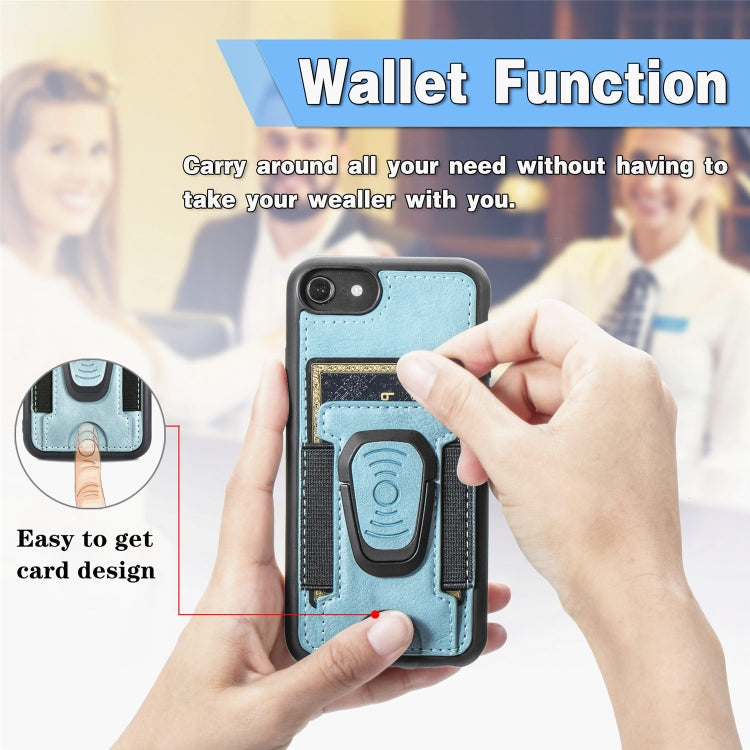 For iPhone 8 Plus / 7 Plus Magnetic Shockproof PU + TPU Case with Card Slot & Ring Holder