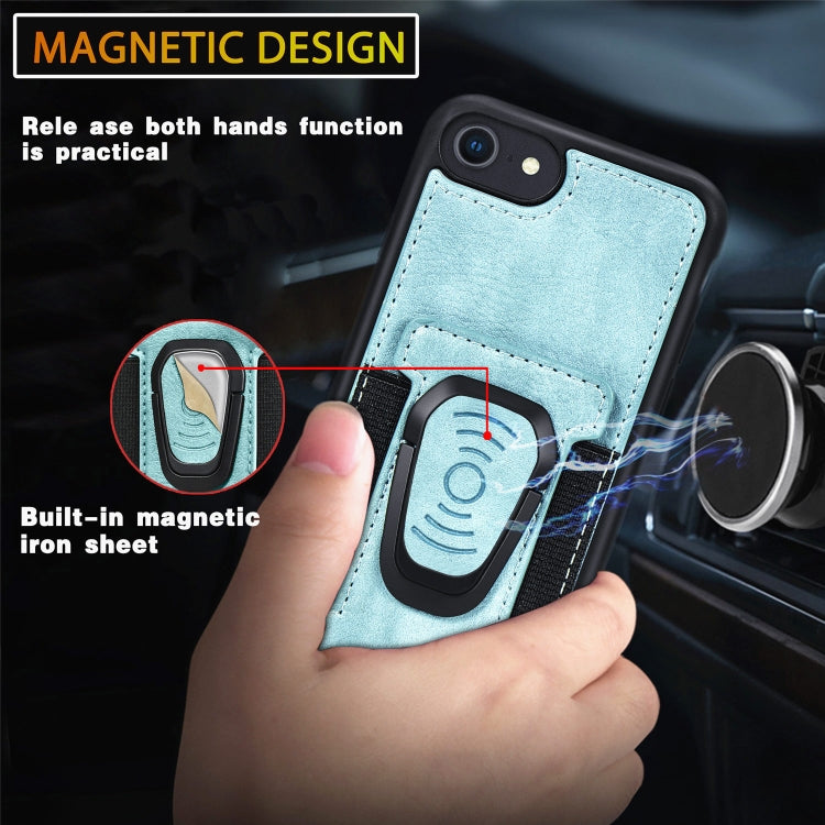 For iPhone 8 Plus / 7 Plus Magnetic Shockproof PU + TPU Case with Card Slot & Ring Holder