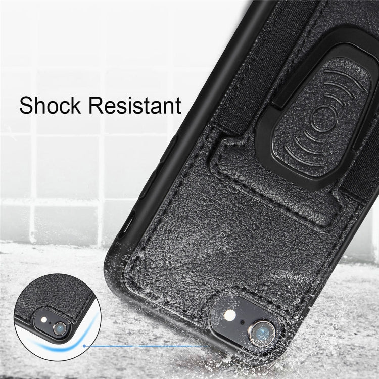 For iPhone 6 Plus Magnetic Shockproof PU + TPU Case with Card Slot & Ring Holder