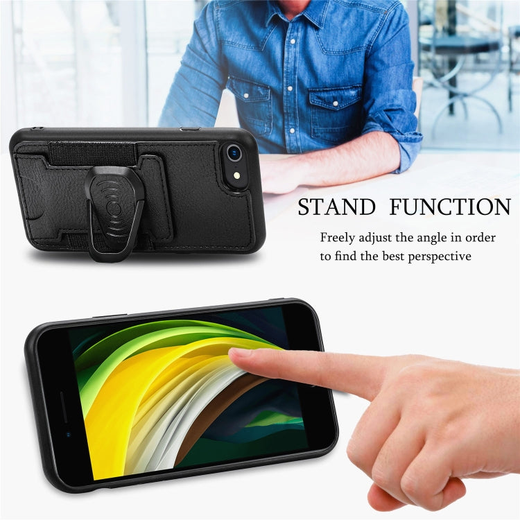 For iPhone 6 Plus Magnetic Shockproof PU + TPU Case with Card Slot & Ring Holder