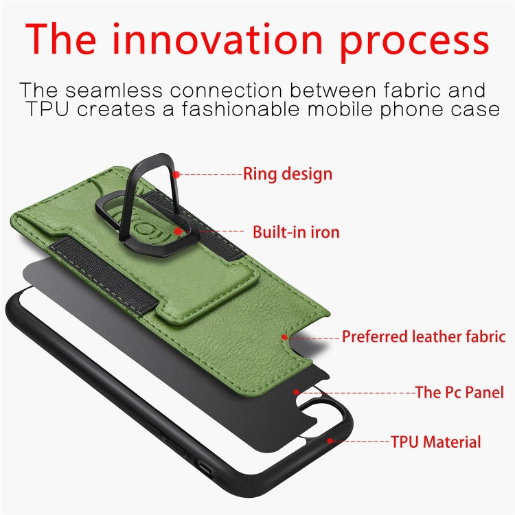 For iPhone 6 Plus Magnetic Shockproof PU + TPU Case with Card Slot & Ring Holder