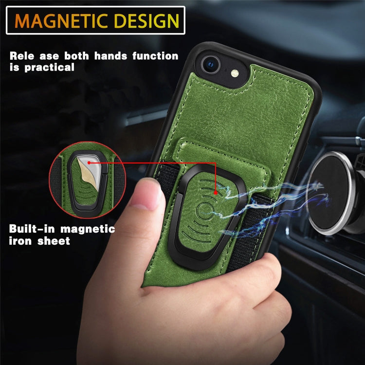 For iPhone 6 Plus Magnetic Shockproof PU + TPU Case with Card Slot & Ring Holder