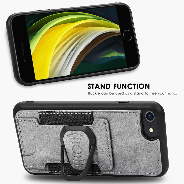 For iPhone 6 Plus Magnetic Shockproof PU + TPU Case with Card Slot & Ring Holder