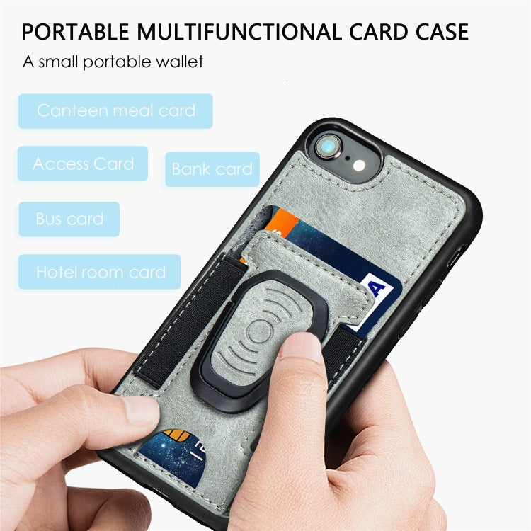 For iPhone 6 Plus Magnetic Shockproof PU + TPU Case with Card Slot & Ring Holder