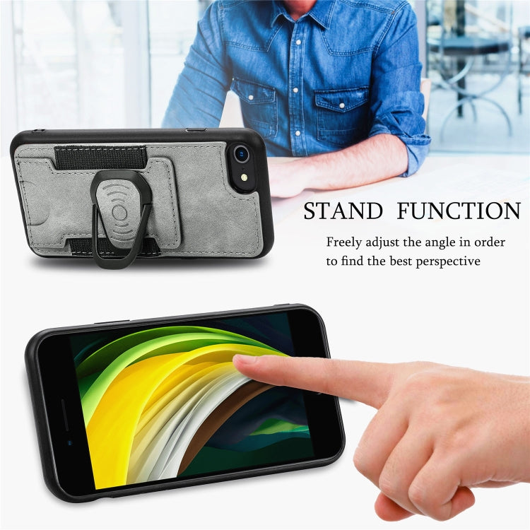 For iPhone 6 Plus Magnetic Shockproof PU + TPU Case with Card Slot & Ring Holder