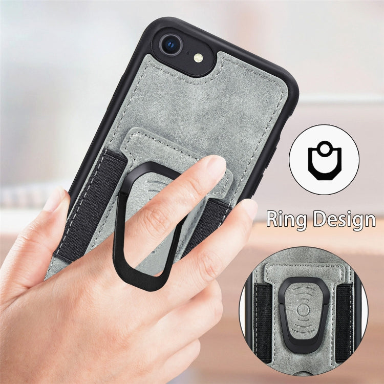 For iPhone 6 Plus Magnetic Shockproof PU + TPU Case with Card Slot & Ring Holder