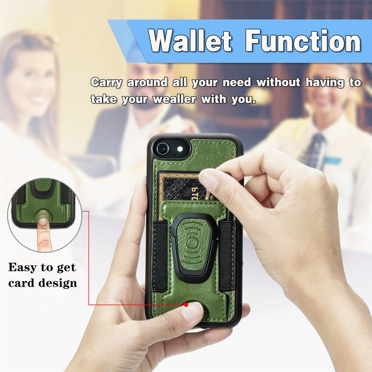 For iPhone SE 2022 / SE 2020 / 8 / 7 Magnetic Shockproof PU + TPU Case with Card Slot & Ring Holder