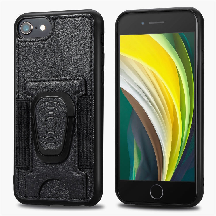For iPhone 6 Magnetic Shockproof PU + TPU Case with Card Slot & Ring Holder