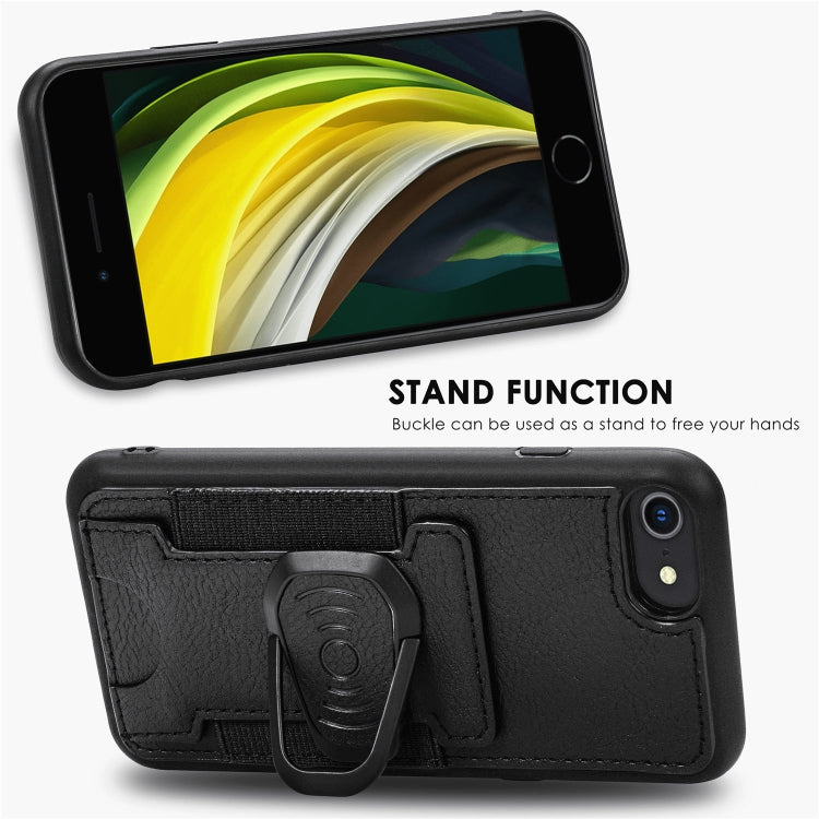 For iPhone 6 Magnetic Shockproof PU + TPU Case with Card Slot & Ring Holder