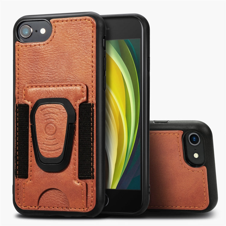 For iPhone 6 Magnetic Shockproof PU + TPU Case with Card Slot & Ring Holder
