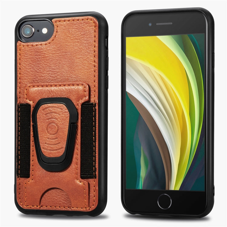 For iPhone 6 Magnetic Shockproof PU + TPU Case with Card Slot & Ring Holder