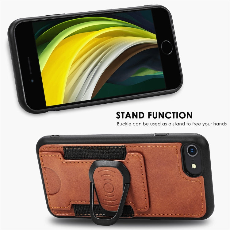 For iPhone 6 Magnetic Shockproof PU + TPU Case with Card Slot & Ring Holder