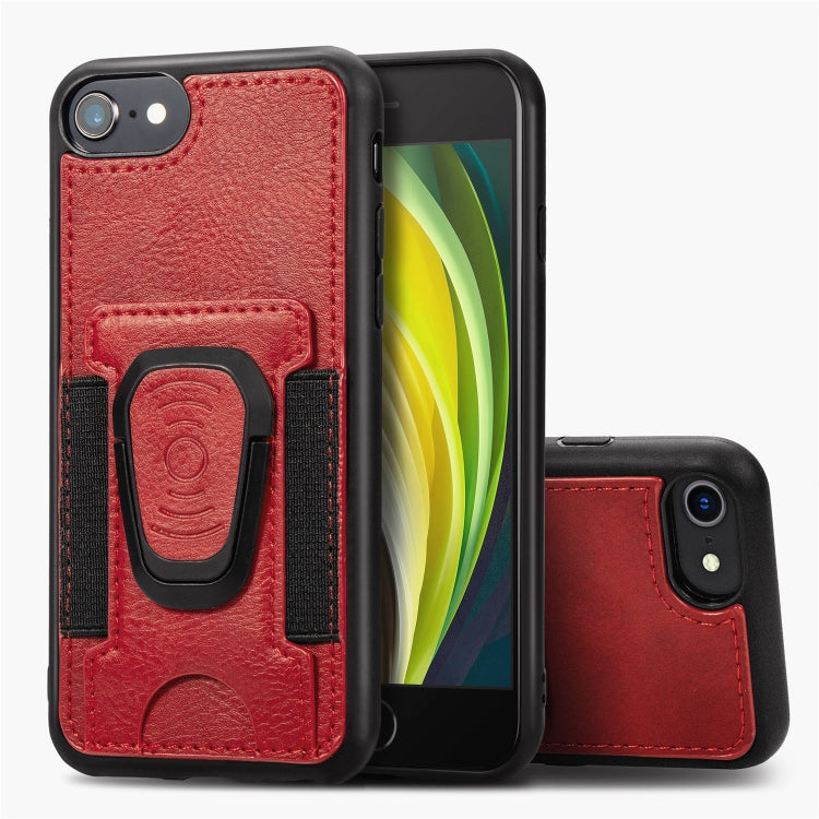 For iPhone 6 Magnetic Shockproof PU + TPU Case with Card Slot & Ring Holder