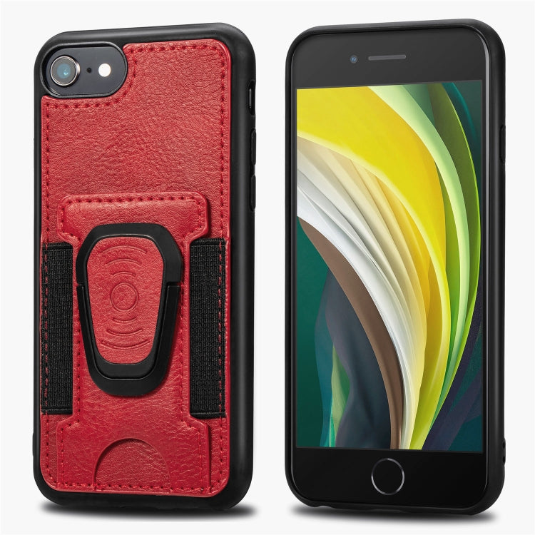 For iPhone 6 Magnetic Shockproof PU + TPU Case with Card Slot & Ring Holder