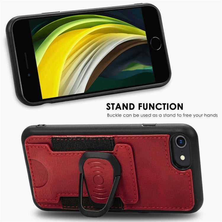 For iPhone 6 Magnetic Shockproof PU + TPU Case with Card Slot & Ring Holder