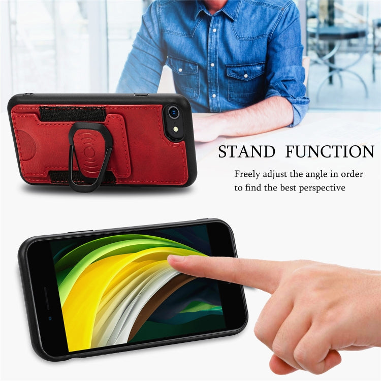 For iPhone 6 Magnetic Shockproof PU + TPU Case with Card Slot & Ring Holder