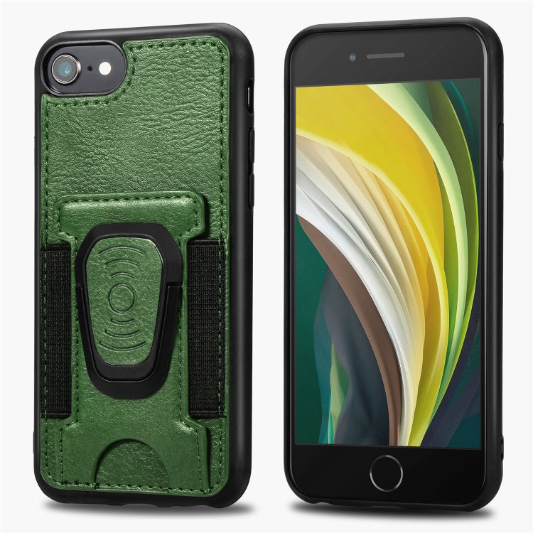 For iPhone 6 Magnetic Shockproof PU + TPU Case with Card Slot & Ring Holder