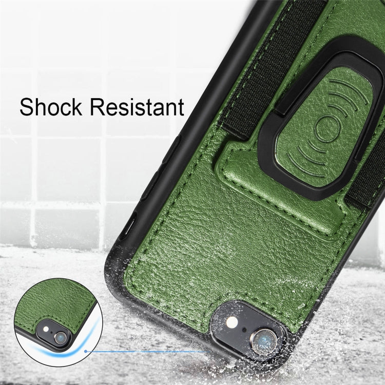 For iPhone 6 Magnetic Shockproof PU + TPU Case with Card Slot & Ring Holder