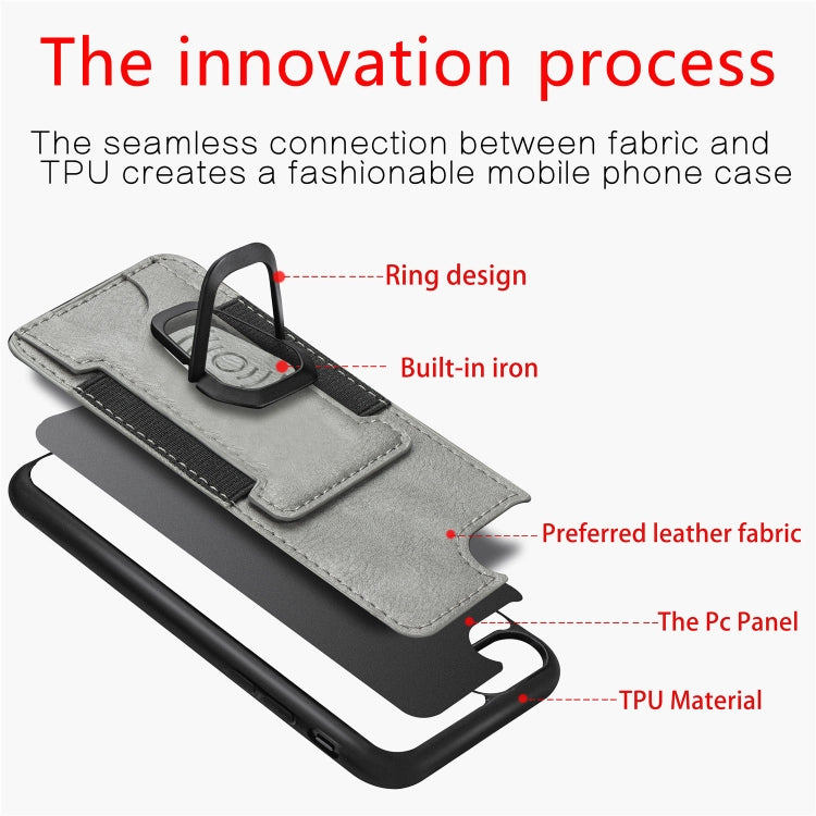 For iPhone 6 Magnetic Shockproof PU + TPU Case with Card Slot & Ring Holder